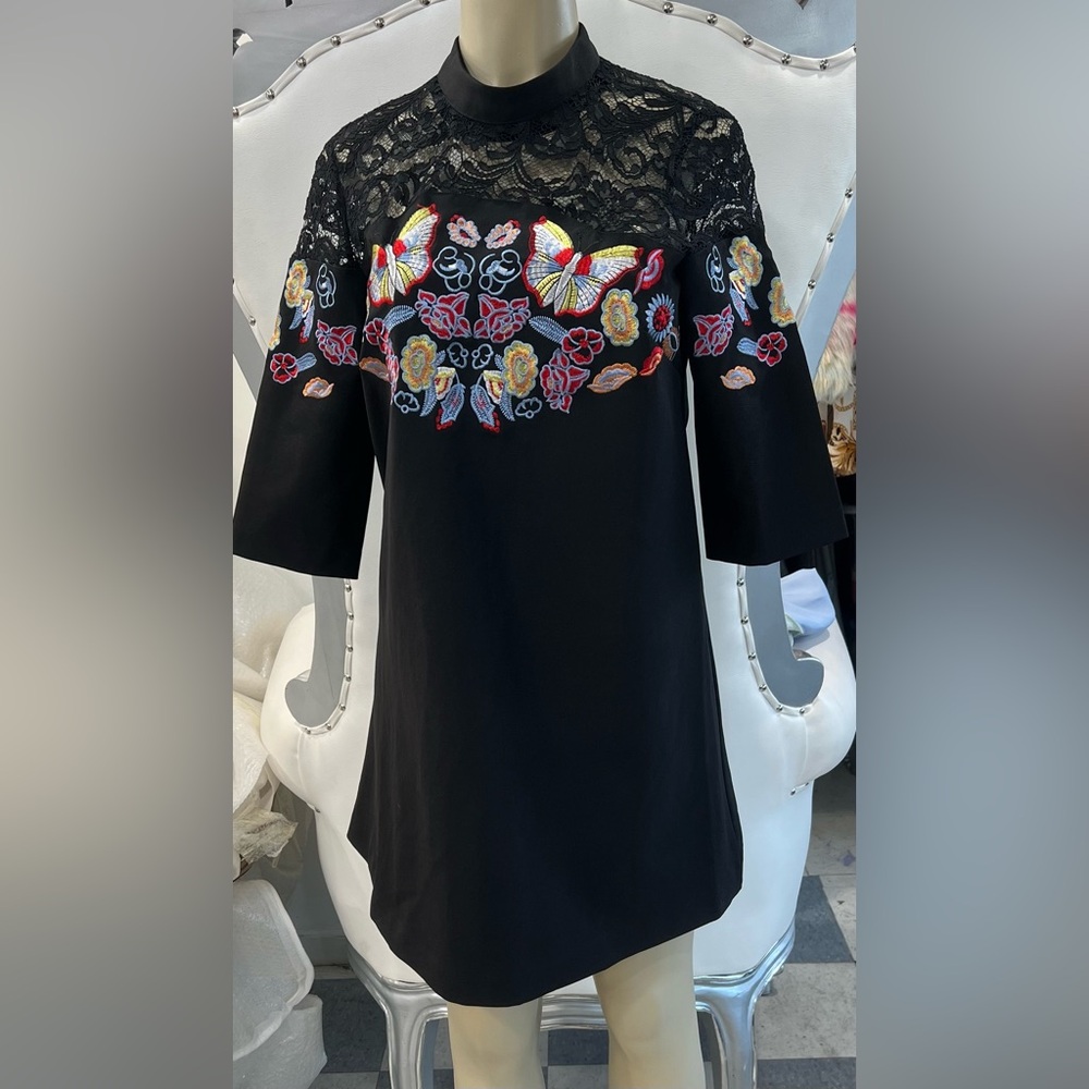 Fait pour vous (Paris ) Floral Embroidered Black dress